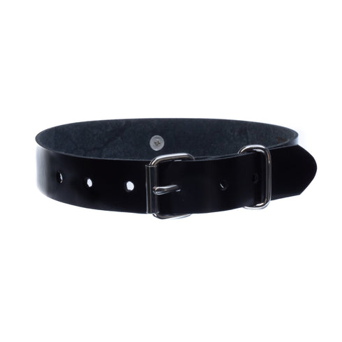 SiaLinda: Halsband echtes Lackleder schwarz mit kleinem O - Ring 12mm - SiaLinda.com